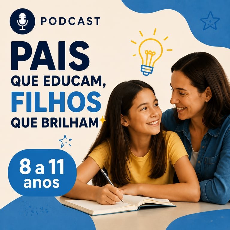 Arte do podcast para 8 a 11 anos