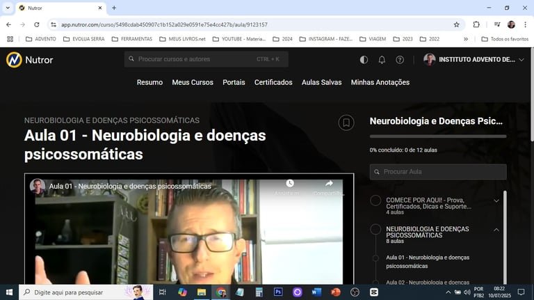 Conteúdo do curso Neurobiologia e Doenças Psicossomáticas
